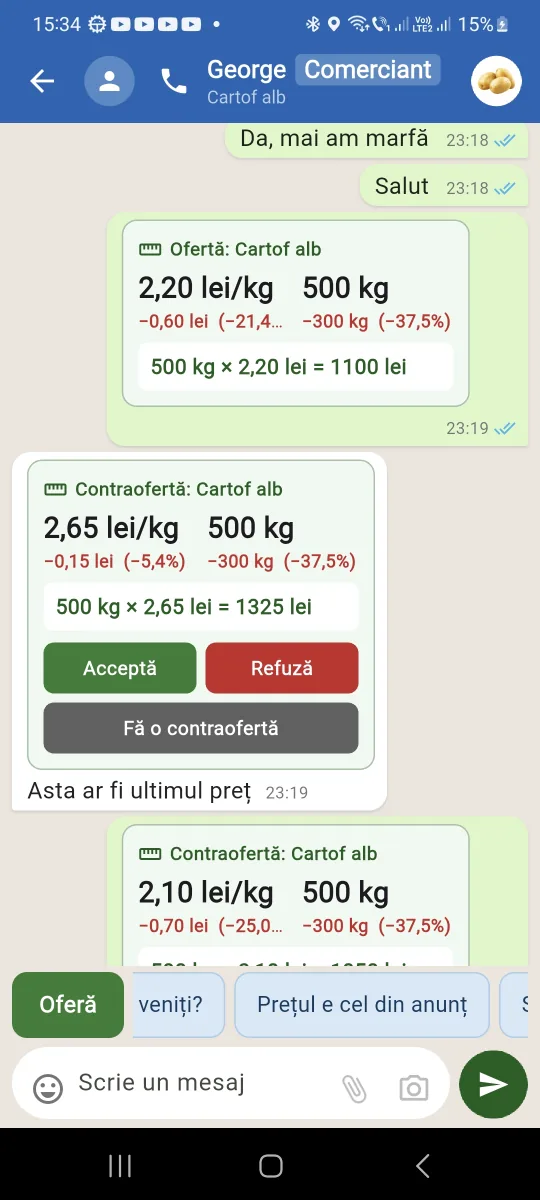 agroPuls — chat și negociere